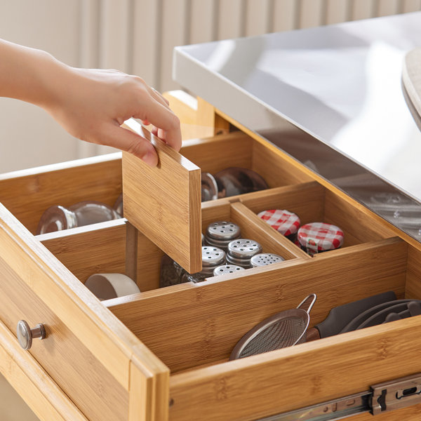 Brambly Cottage Keper 115cm Wide Rolling Kitchen Trolley with Stainless